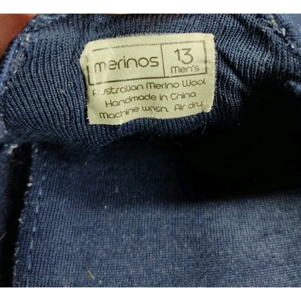 Merinos Wool Navy Blue Mens Slip On Size 13 Shoes Lightweight Comfort Casual - Picture 8 of 8